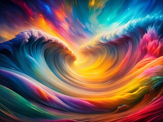 Obraz premium Vibrant Abstract Digital Waves of Colorful Light Flowing in a Dynamic Composition Capturing the Essence of Motion and Energy in a Beautiful Display of Artistic Creativity