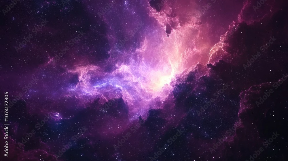 Poster 3d cartoon depiction of a galactic nebula in deep outer space