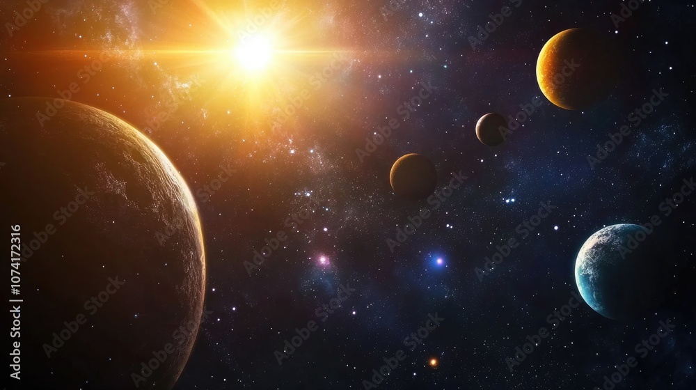 Poster 3d cartoon depiction of a 2d illustration featuring a space scene creative backdrop with deep vastne