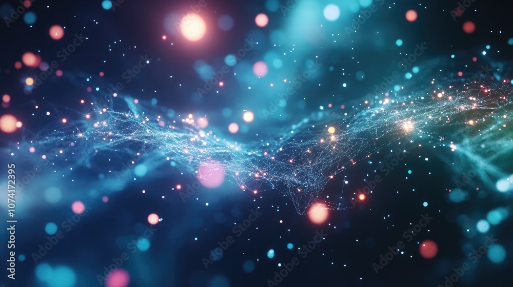 Aufkleber Abstract background featuring lights in space created through 3D cartoon rendering computer generated backdrop
