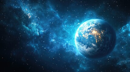 Science fiction wallpaper featuring a 3D cartoon rendering of a beautiful alien planet in deep space with a cosmic landscape realistic exoplanet abstract cosmic texture and intricate planet surfac