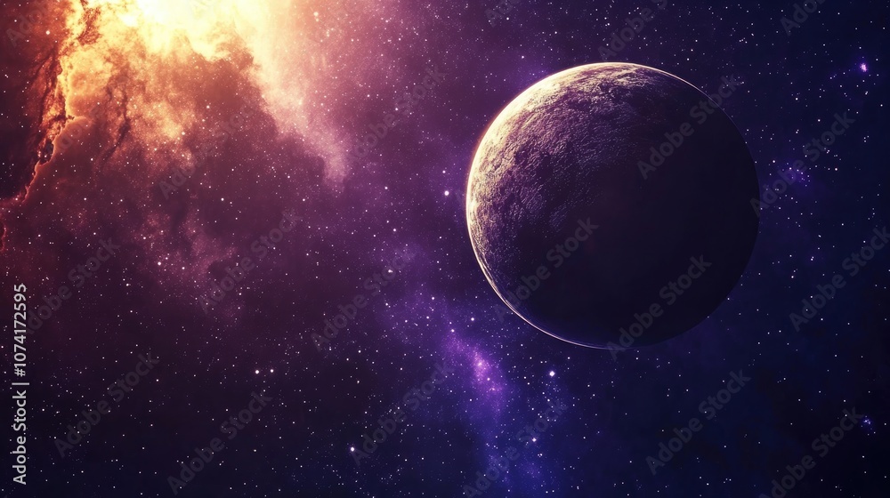 Poster 3d cartoon depiction of deep space with star textures from a distant galaxy