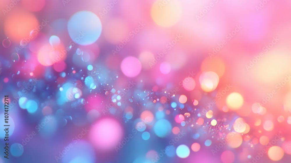 Aufkleber Abstract Bokeh Banner with Soft Bright Colors 3D Cartoon Rendering and Defocused Sunlight Glow