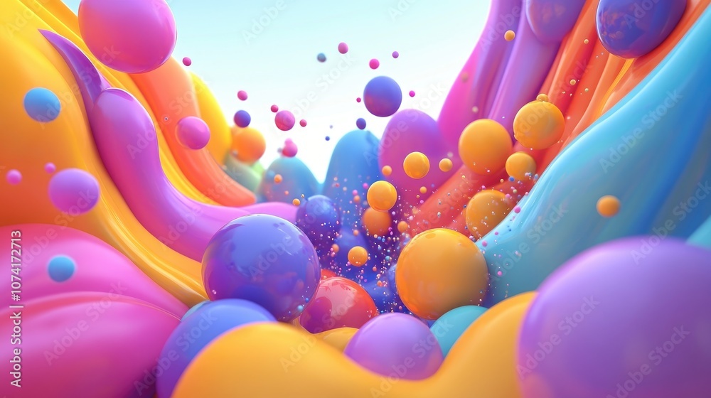 Poster Colorful abstract backdrop for presentation in 3D cartoon rendering