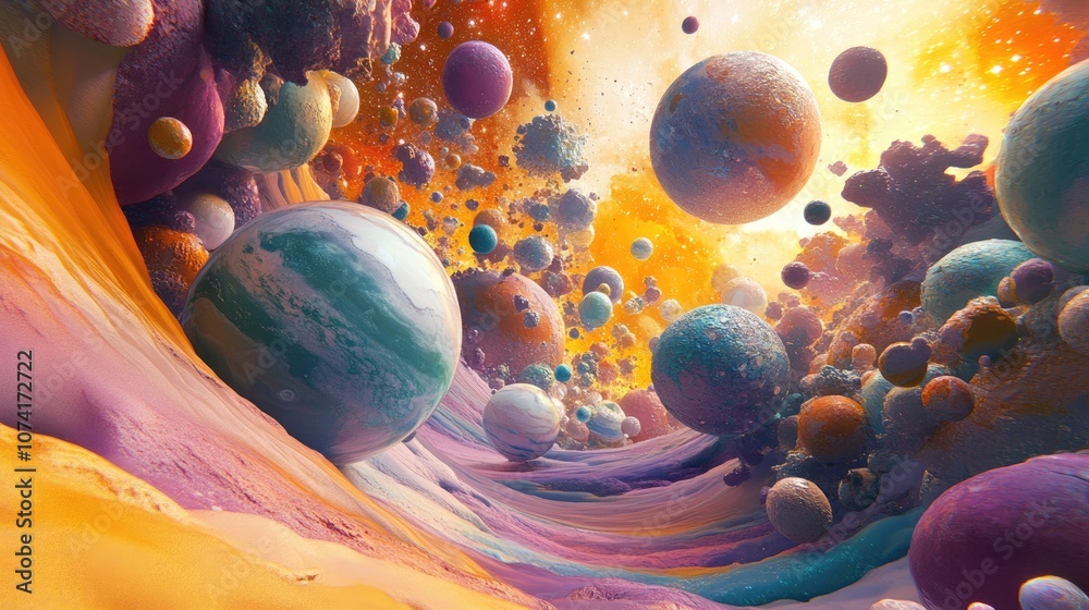 Leinwandbilder 3d cartoon representation of artistic abstraction featuring the geometry of virtual space including 