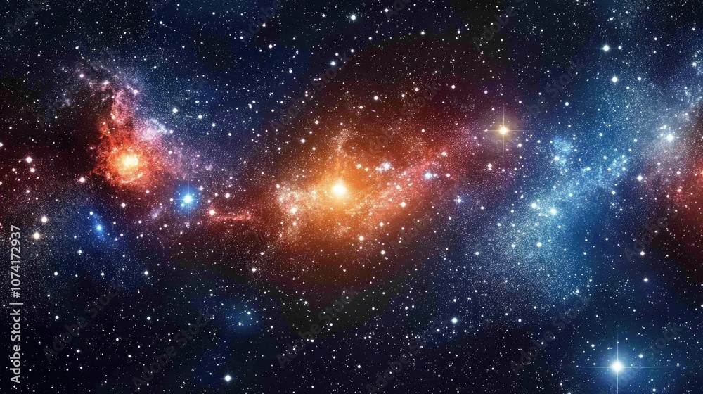 Aufkleber universe filled with stars nebula and galaxy in a 3d cartoon rendering