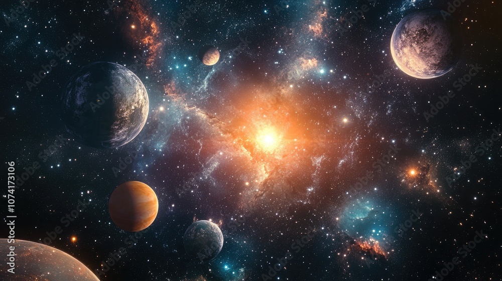 Aufkleber high resolution deep space background for movie and film sky replacement featuring 3d cartoon render
