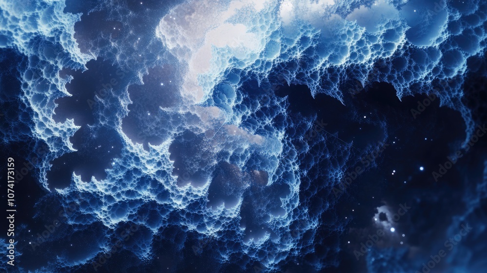 Poster Abstract fractal illustration resembling galaxies in 3D cartoon rendering