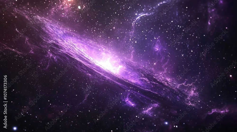 Poster background illustration of galaxies and nebula in 3d cartoon rendering