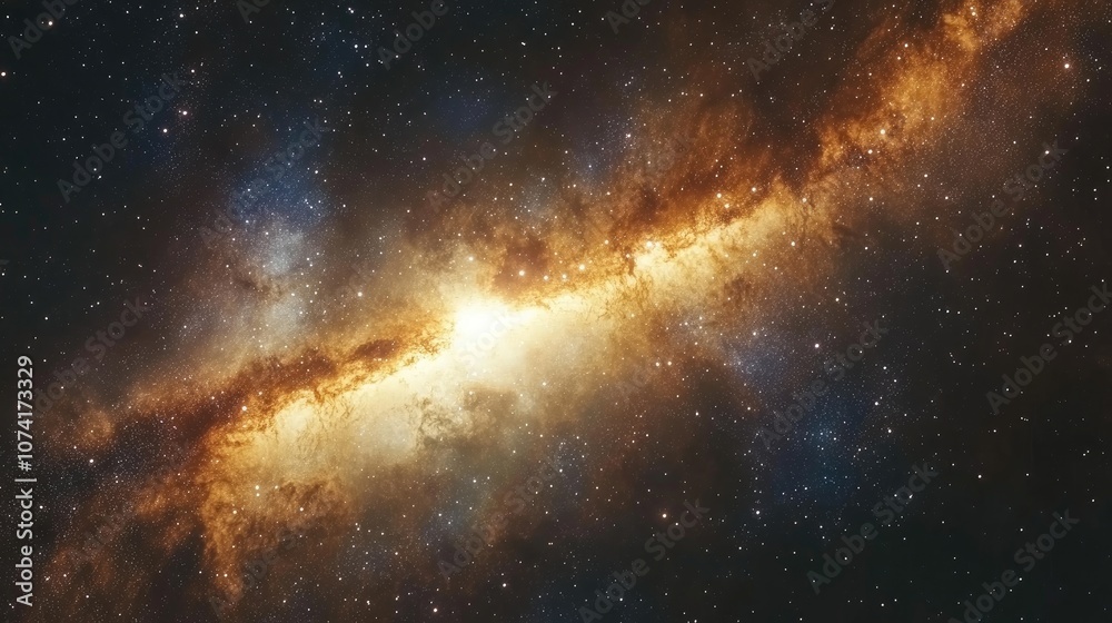 Poster Colorful cosmos featuring a space background with realistic nebula and shining stars including stardust and the Milky Way Magic color galaxy in an infinite universe and starry night 3D rendering