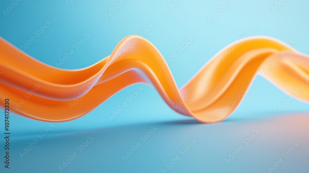 Aufkleber 3d cartoon rendering featuring curved lines on a blue gradient background