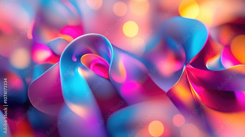 Poster Abstract texture with a light bokeh background in a 3D cartoon rendering