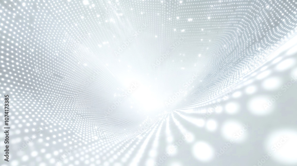 Fototapete White abstract background with a high tech network featuring a cyberspace grid and a starry outer space texture in a 3D cartoon rendering