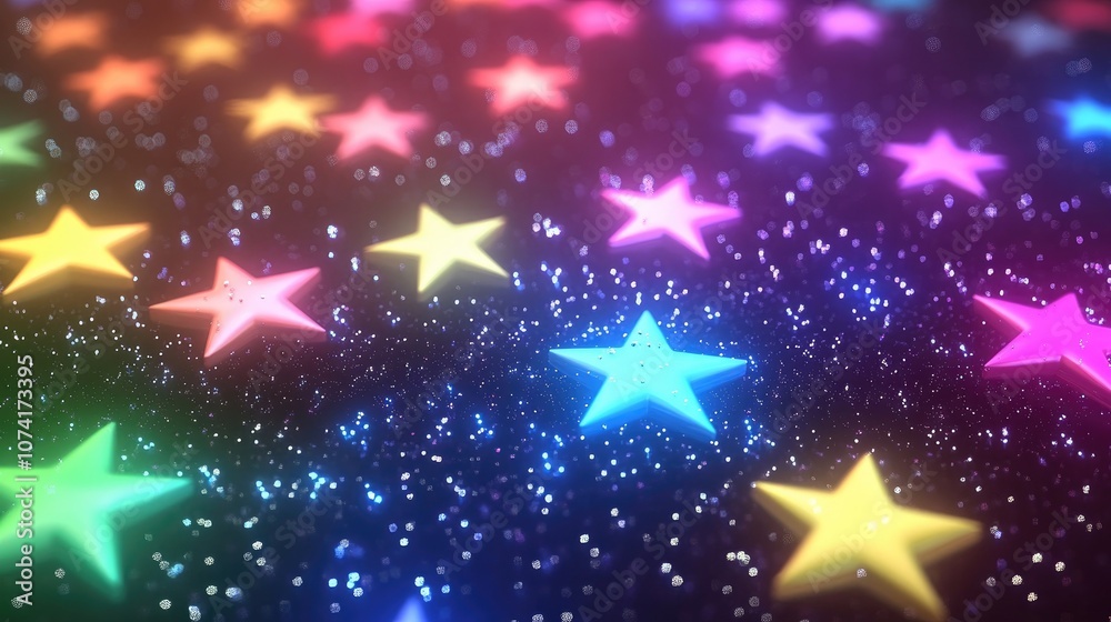 Poster high definition star field background featuring a 3d cartoon rendering colorful starry night sky and