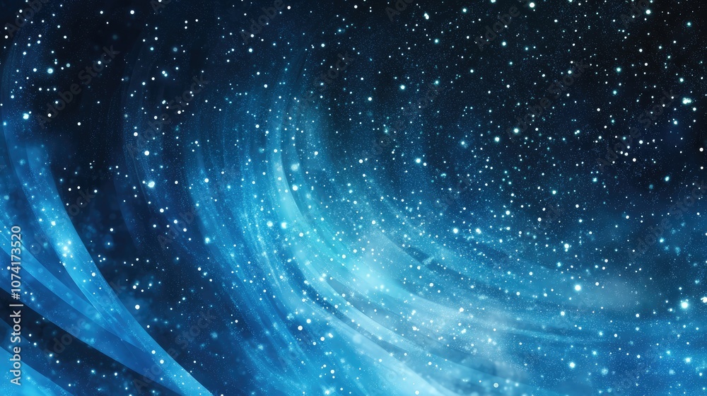Poster night sky star trail in a 3d cartoon rendering featuring rotating stars and an abstract background