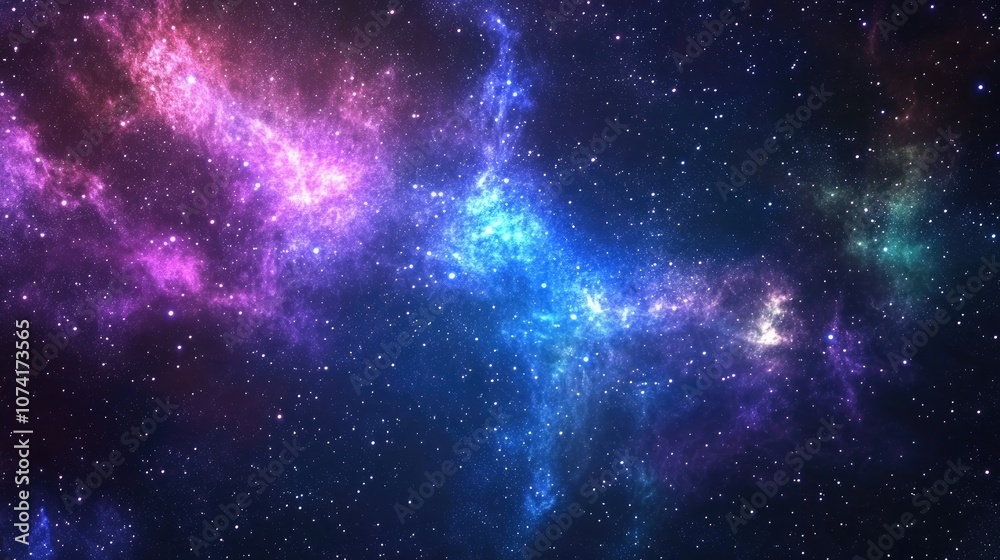 Poster high definition star field background featuring a 3d cartoon rendering colorful starry night sky and