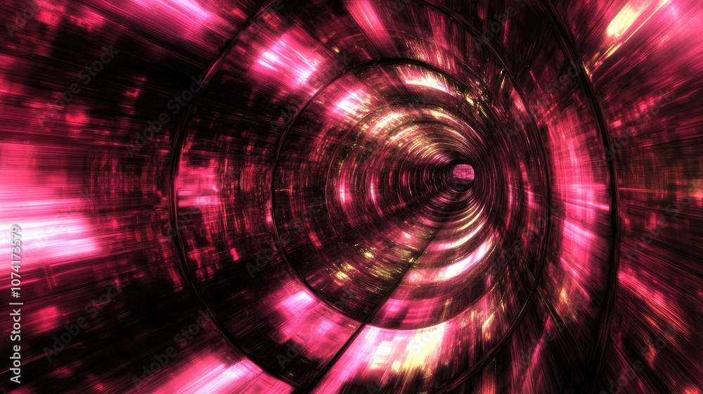 Poster Abstract speed tunnel warp in a 3D cartoon rendering featuring distortion of space and travel through time