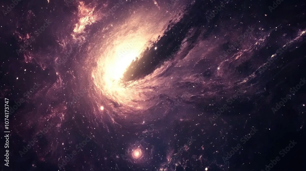 Poster Incredibly beautiful galaxy in outer space depicted in a 3D cartoon rendering featuring a black hole