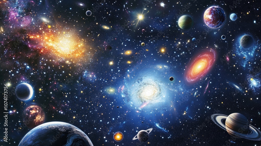 Aufkleber awesome cosmic image featuring stars galaxies and nebulas in 3d cartoon rendering