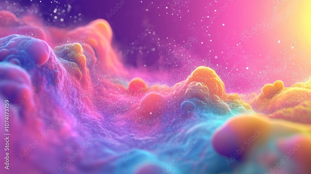 Poster Fractal background featuring nebulosity in a 3D cartoon rendering