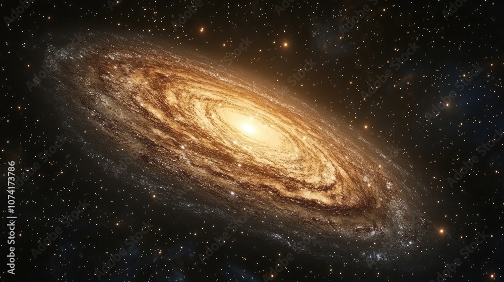 Poster 3D cartoon rendering of a starry night sky featuring the center of a galaxy and cosmic dust in the universe