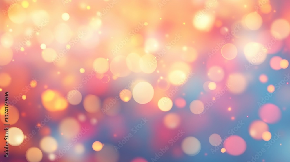 Poster Abstract Bokeh Banner with Soft Bright Colors 3D Cartoon Rendering and Defocused Sunlight Glow