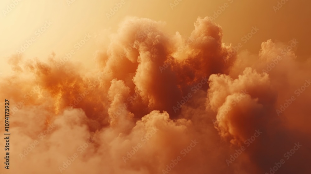 Poster brown smoke with light in a 3d cartoon rendering