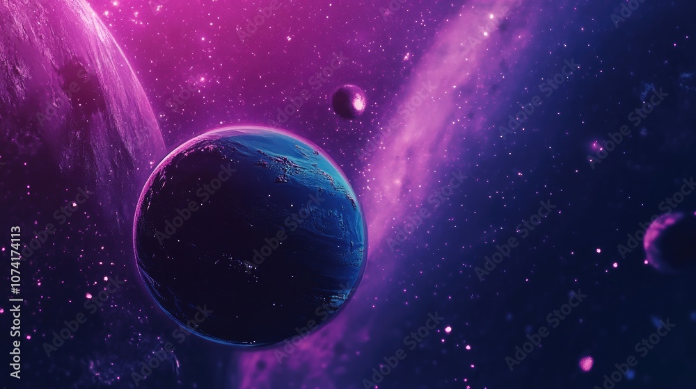 Poster outer space in 3d cartoon rendering science fiction cosmos