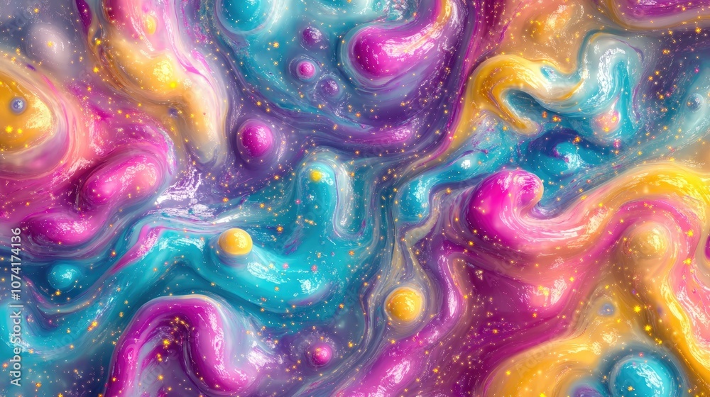 Aufkleber colorful cartoon nebula and stars in a 3d rendering abstract pattern wallpaper