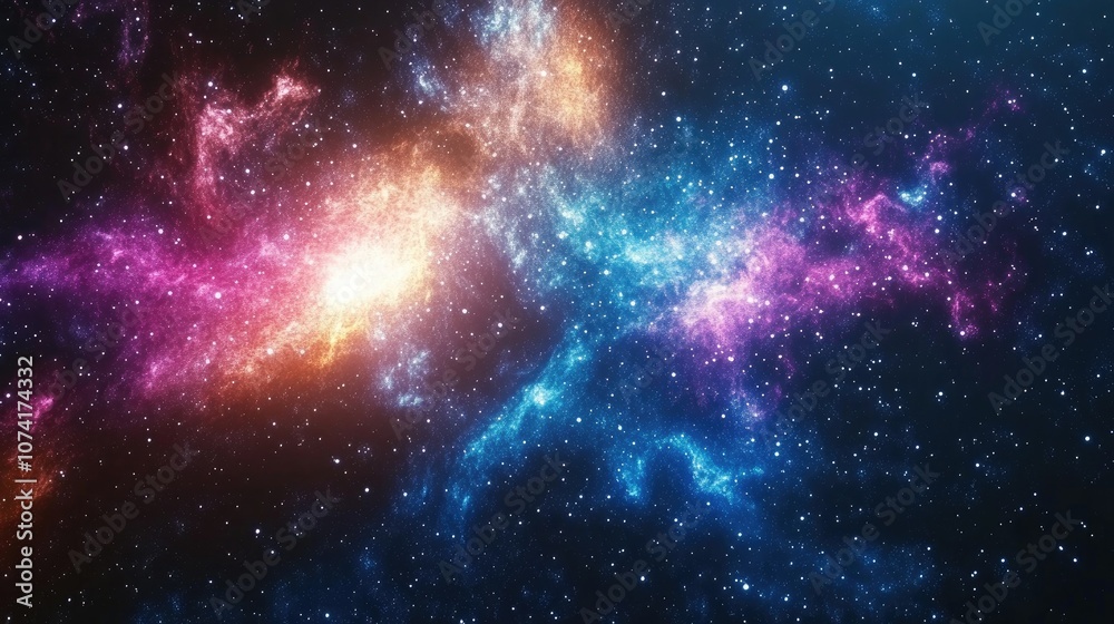 Aufkleber Colorful starry night sky outer space background featuring high definition star field texture in deep space 3D cartoon rendering of a starry outer space scene