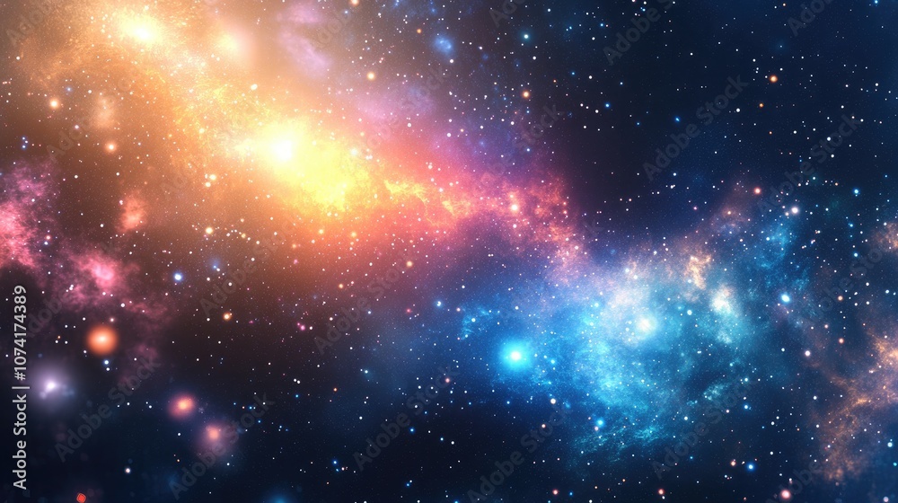 Poster Abstraction space background featuring mystical light in a 3D cartoon rendering for design