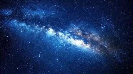 Fototapeta premium 3D cartoon illustration depicting a dark blue night sky filled with numerous stars featuring the Milky Way in the background