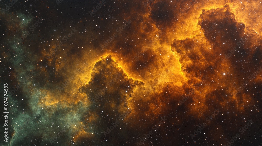 Poster nebula and galaxies in space depicted in 3d cartoon rendering