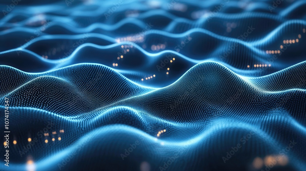 Poster Wavy abstract background for science and technology concepts in 3D cartoon rendering