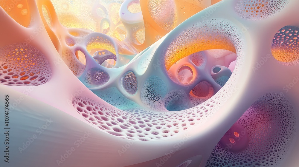 Aufkleber 3D cartoon representation of abstract fractal forms illustrating themes of nuclear physics and graphic design within the Elementary Particles series