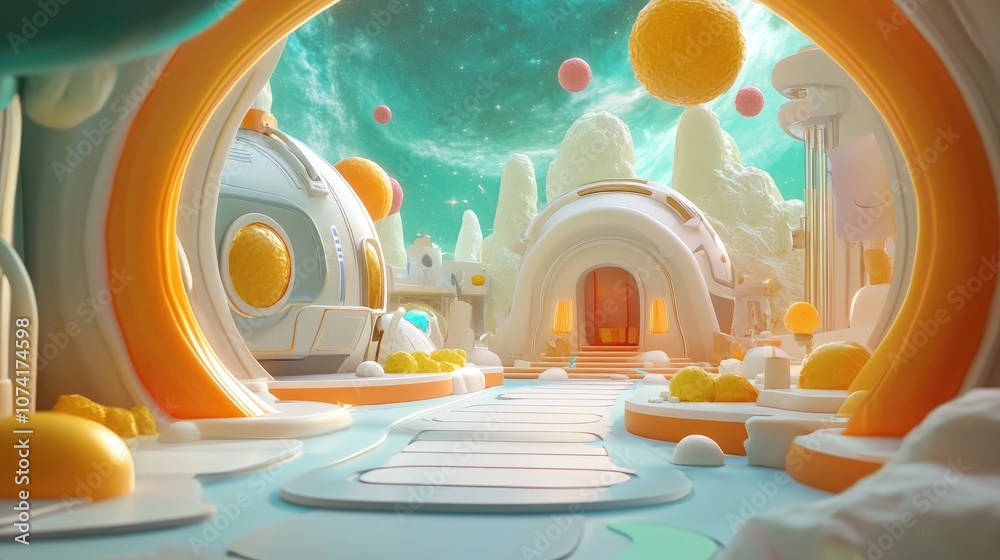 Aufkleber nice and beautiful space in 3d cartoon rendering