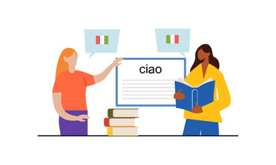 Language courses concept in flat design