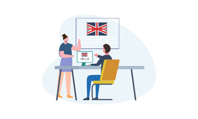 Language courses concept in flat design