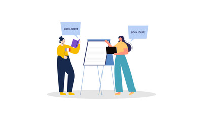 Language courses concept in flat design