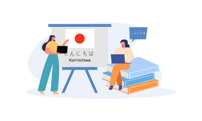 Language courses concept in flat design