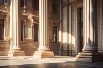 Obraz premium Classical building with tall floor architecture sunlight column.