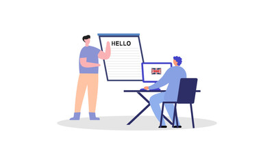 Language courses concept in flat design