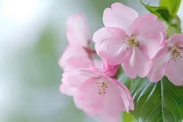 Fototapeta premium cherry blossoms in full bloom with a soft focus on delicate petals.