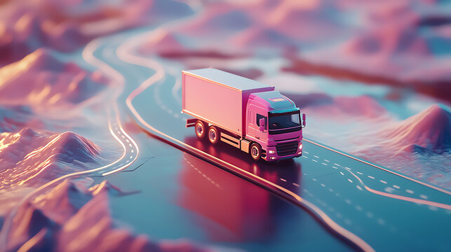 A logistics map on a mobile device highlighting the route for last mile delivery, representing efficient route planning 