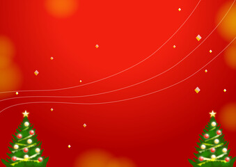 キラキラしたクリスマスツリーの赤い背景