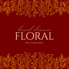 Obraz premium Elegance Wedding drawn mono-line floral botanical flower pattern background design