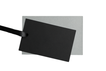 Black Friday, black tag on ribbon with space for text, created with Generative AI technology, PNG