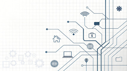 Obraz premium Circuit board sketch doodle design, perfect for school projects, business presentations, and creative note-taking