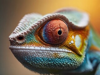 Fototapeta premium Close-up of an chameleon's eyes. Macro photo of an chameleon's eye. Amazing scene of wild animals
