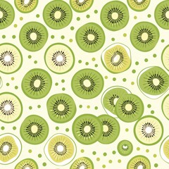 Seamless Minimalist Kiwifruit Pattern Design for Fabric Use Featuring Vibrant Green Slices, Ideal for Textile Printing and Creative Projects